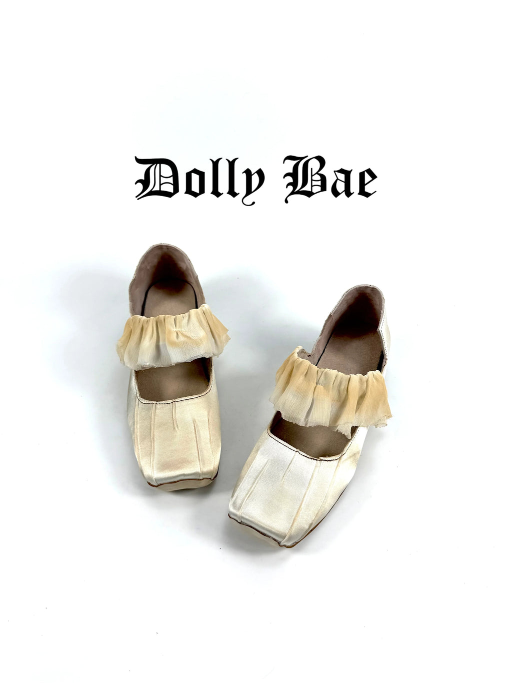 Dollybae Vintage Lace Round-Heel Pleated Satin Shoes