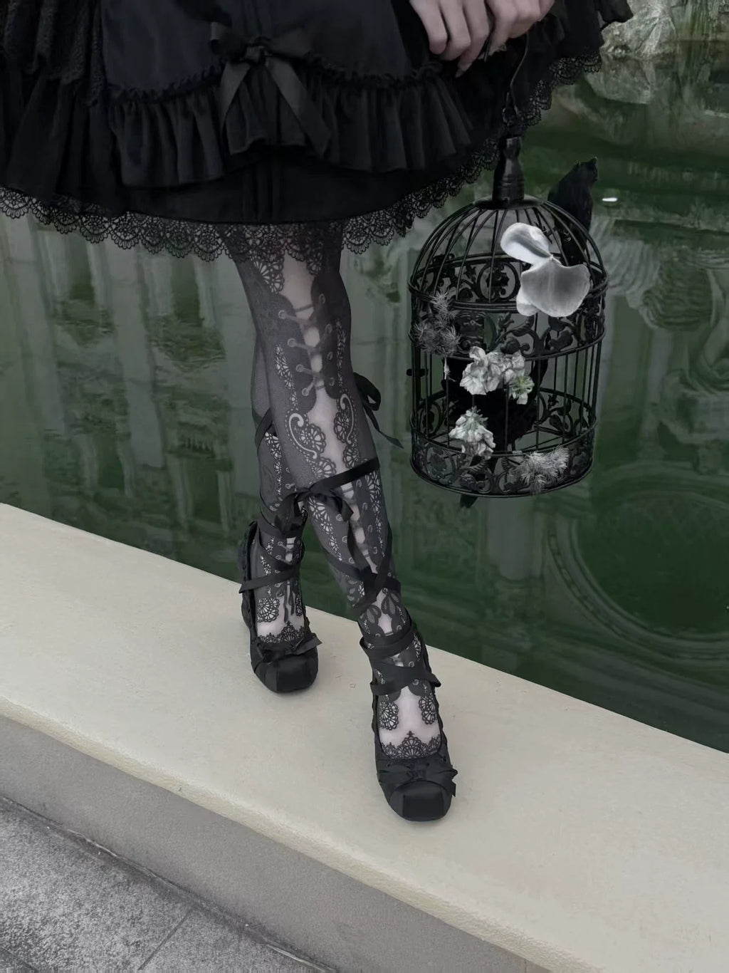 Dollybae Satin Lifted Heels in Black and Pink