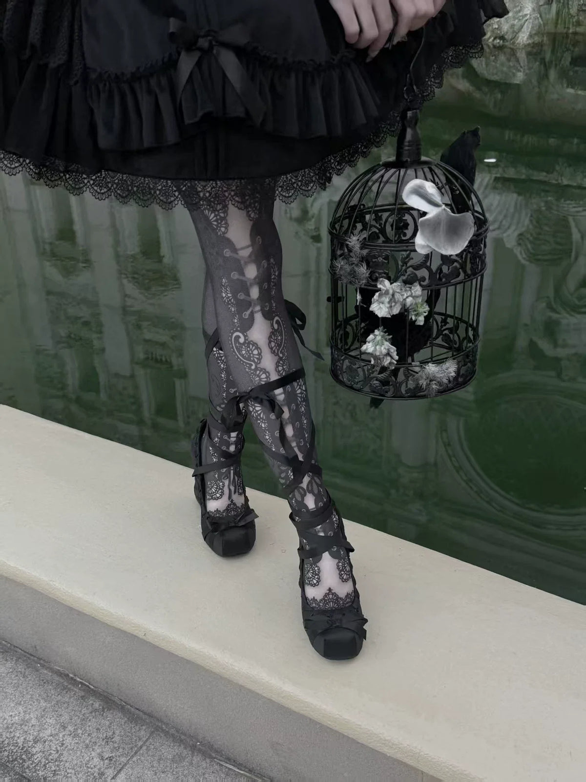 Dollybae Satin Lifted Heels in Black and Pink