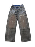 Distressed blue batik jeans