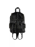 Punk cowhide flap spike backpack