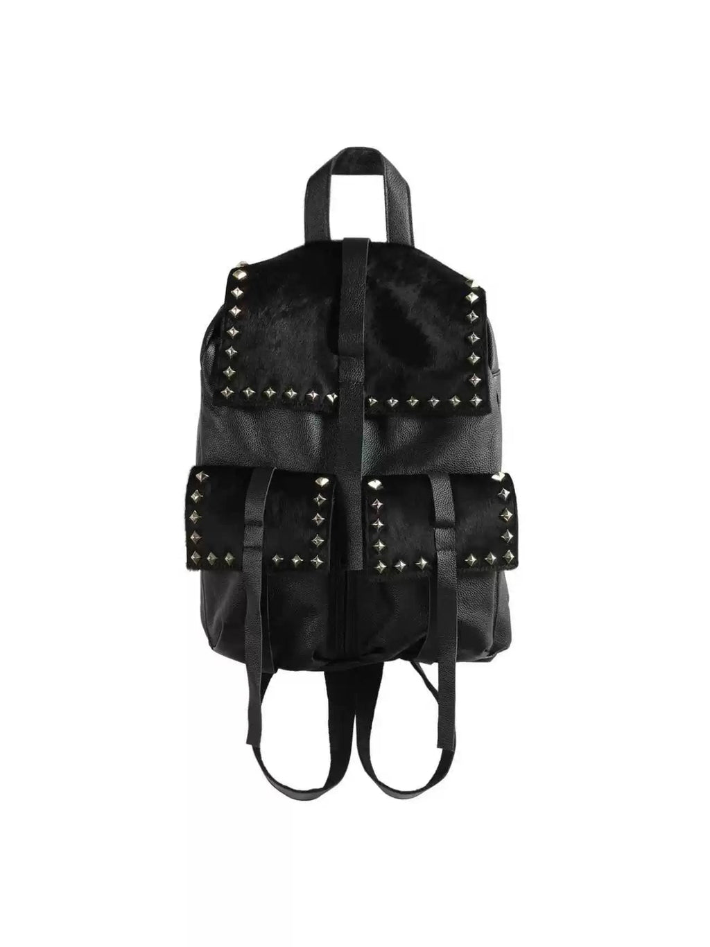 Punk Cowhide Flap Spike Backpack - angle 3
