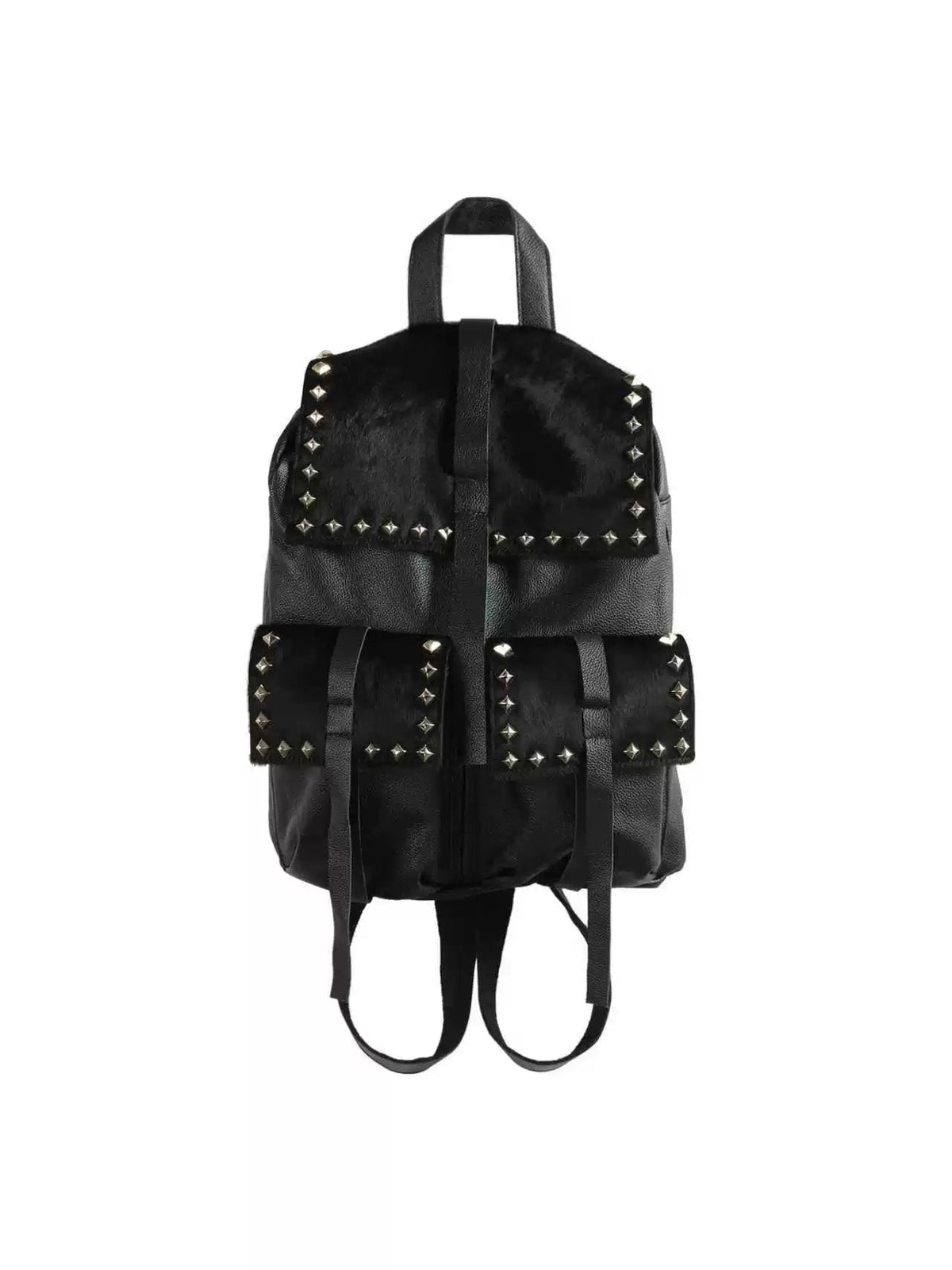 Punk Cowhide Flap Spike Backpack - angle 2