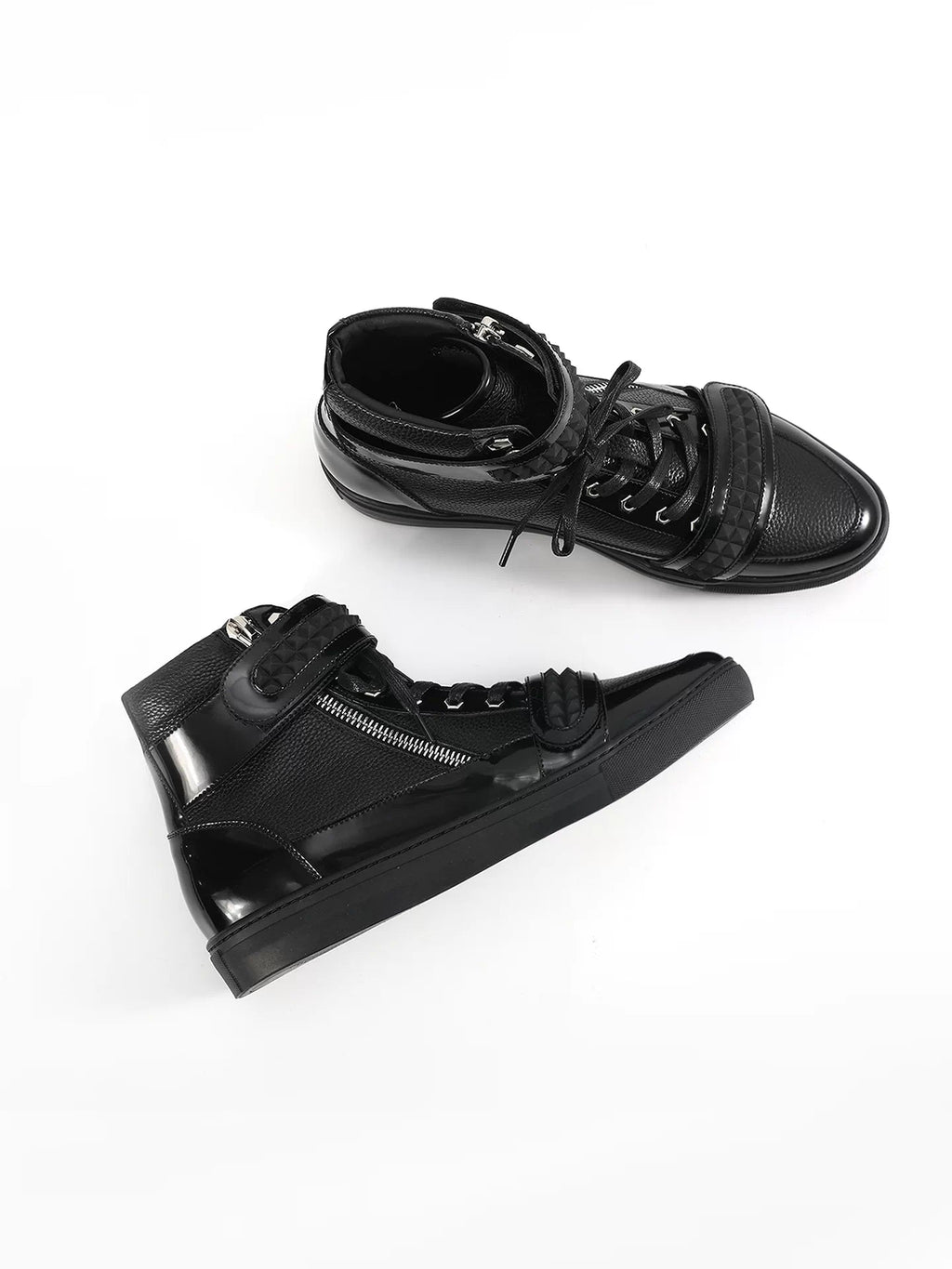 Embossed rivet high-top sneakers