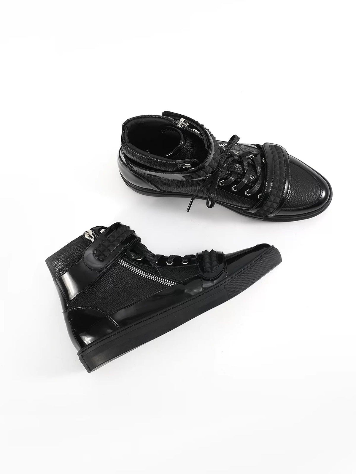 Embossed rivet high-top sneakers