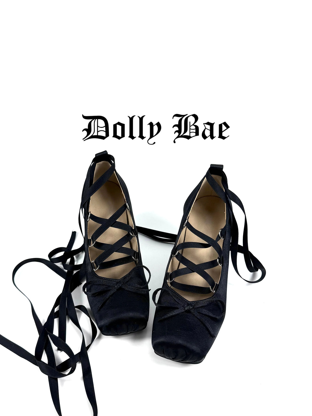 Dollybae Thick-Heeled Satin Butterfly Heels