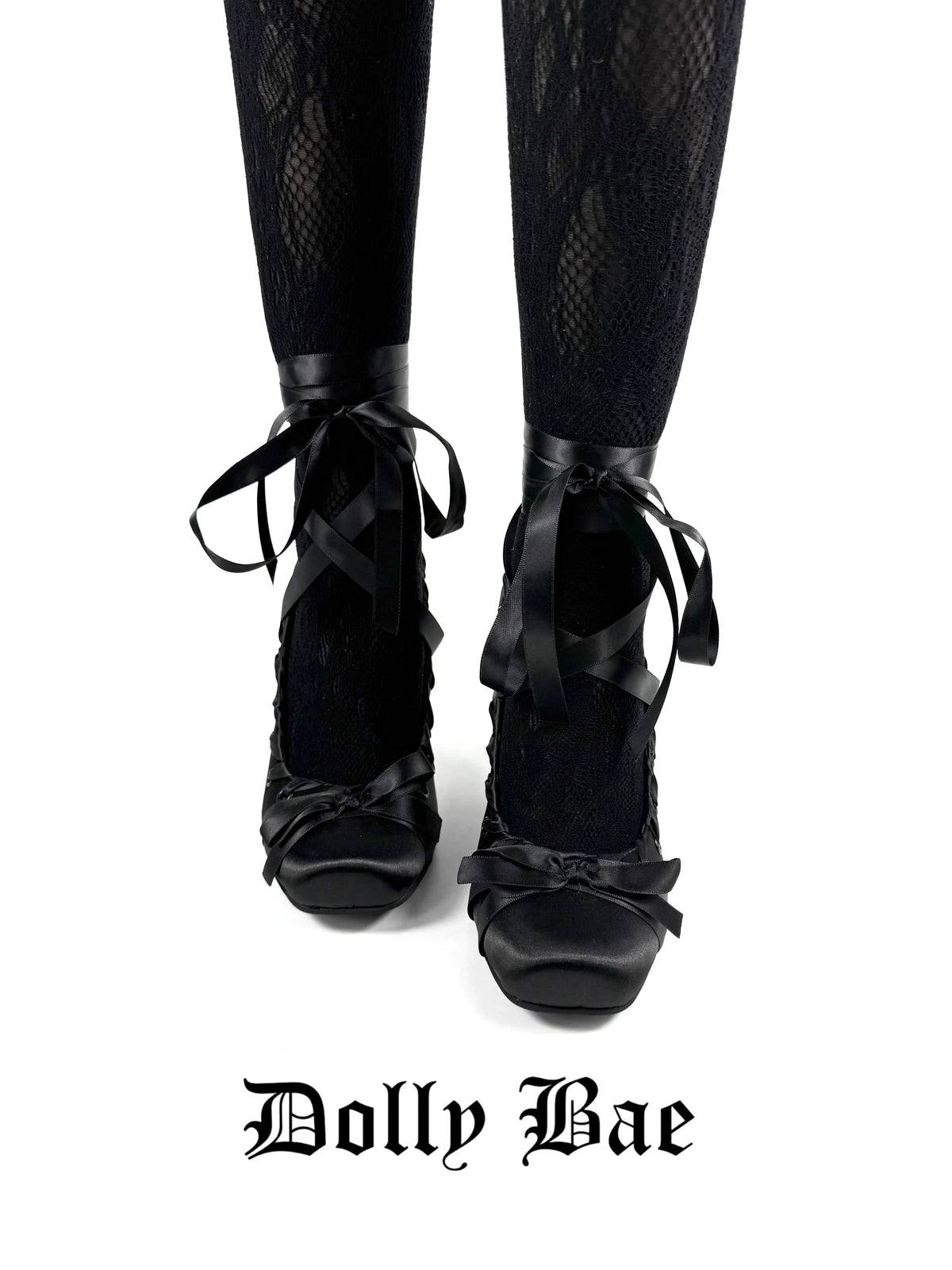 Dollybae Ballet Satin Strap-Up Square Heel Shoes