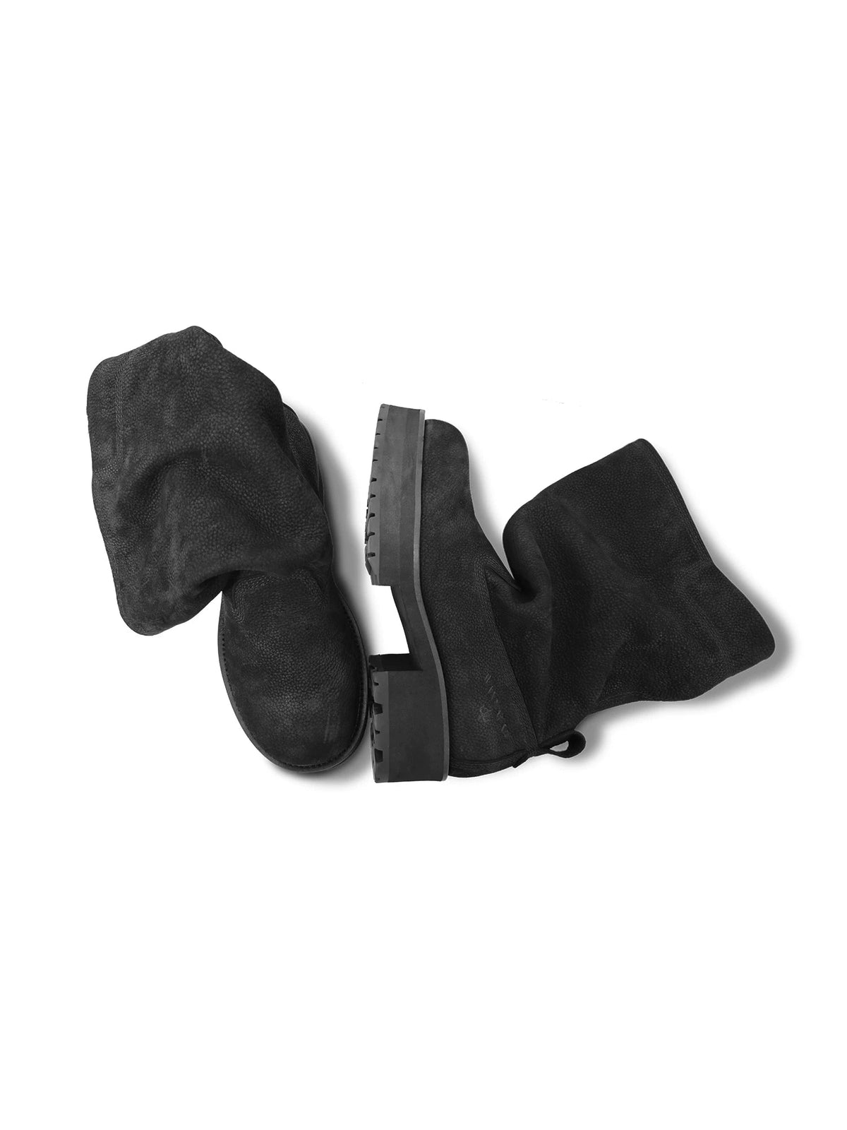 Frosted Cowhide Mid-Calf Work Boots – Black Leather Boots