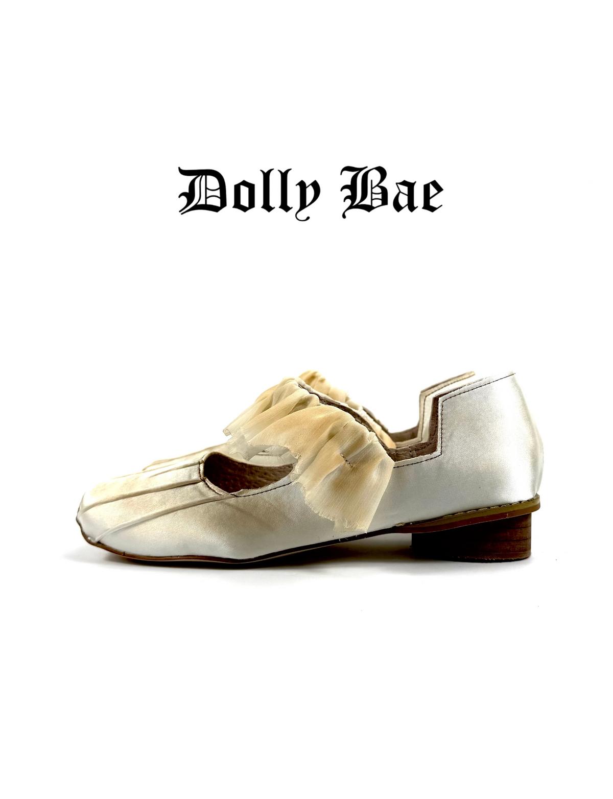 Dollybae Vintage Lace Round-Heel Pleated Satin Shoes