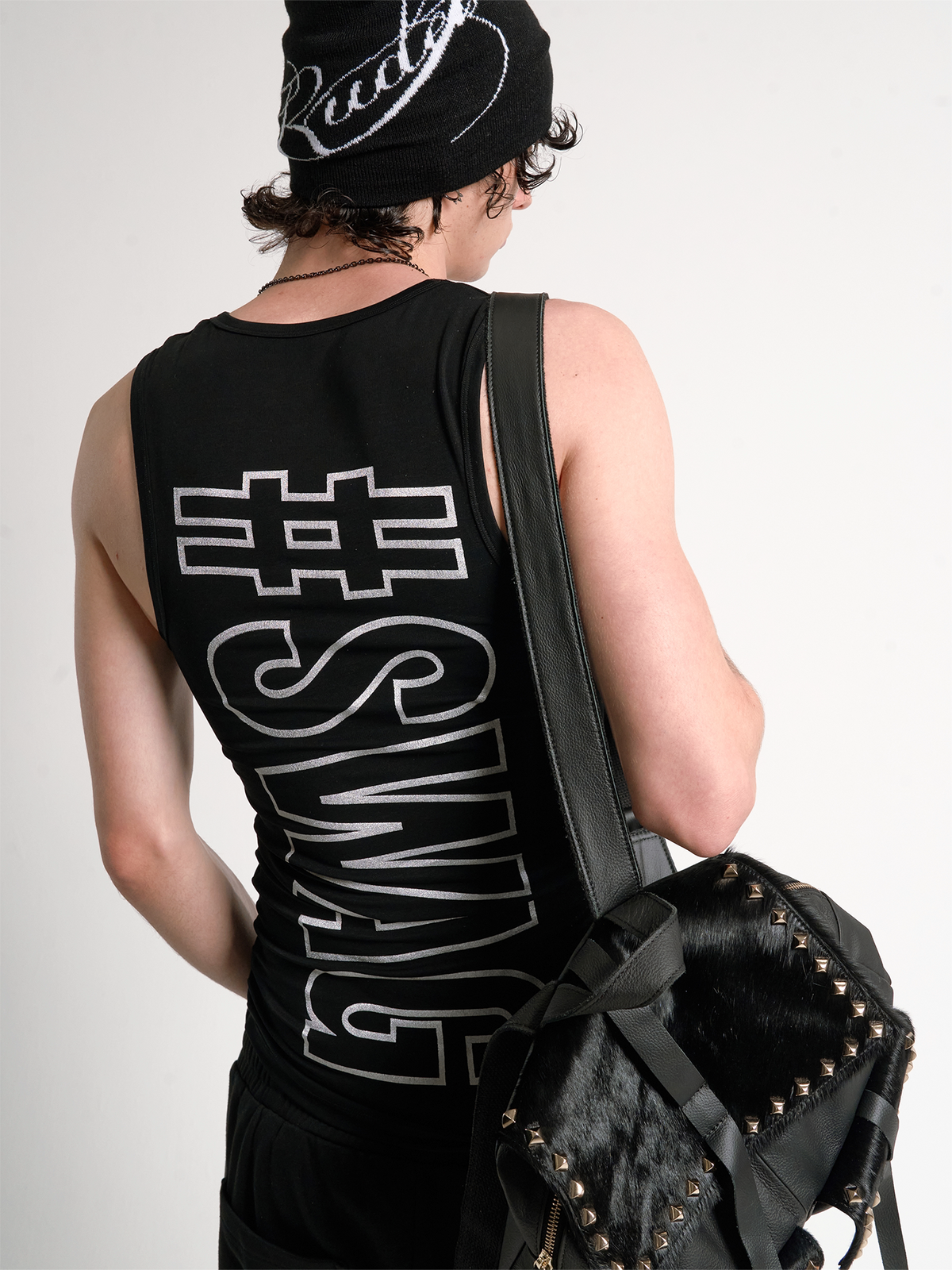 Glitter print slim tank top