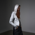 Silver leopard print layered hoodie