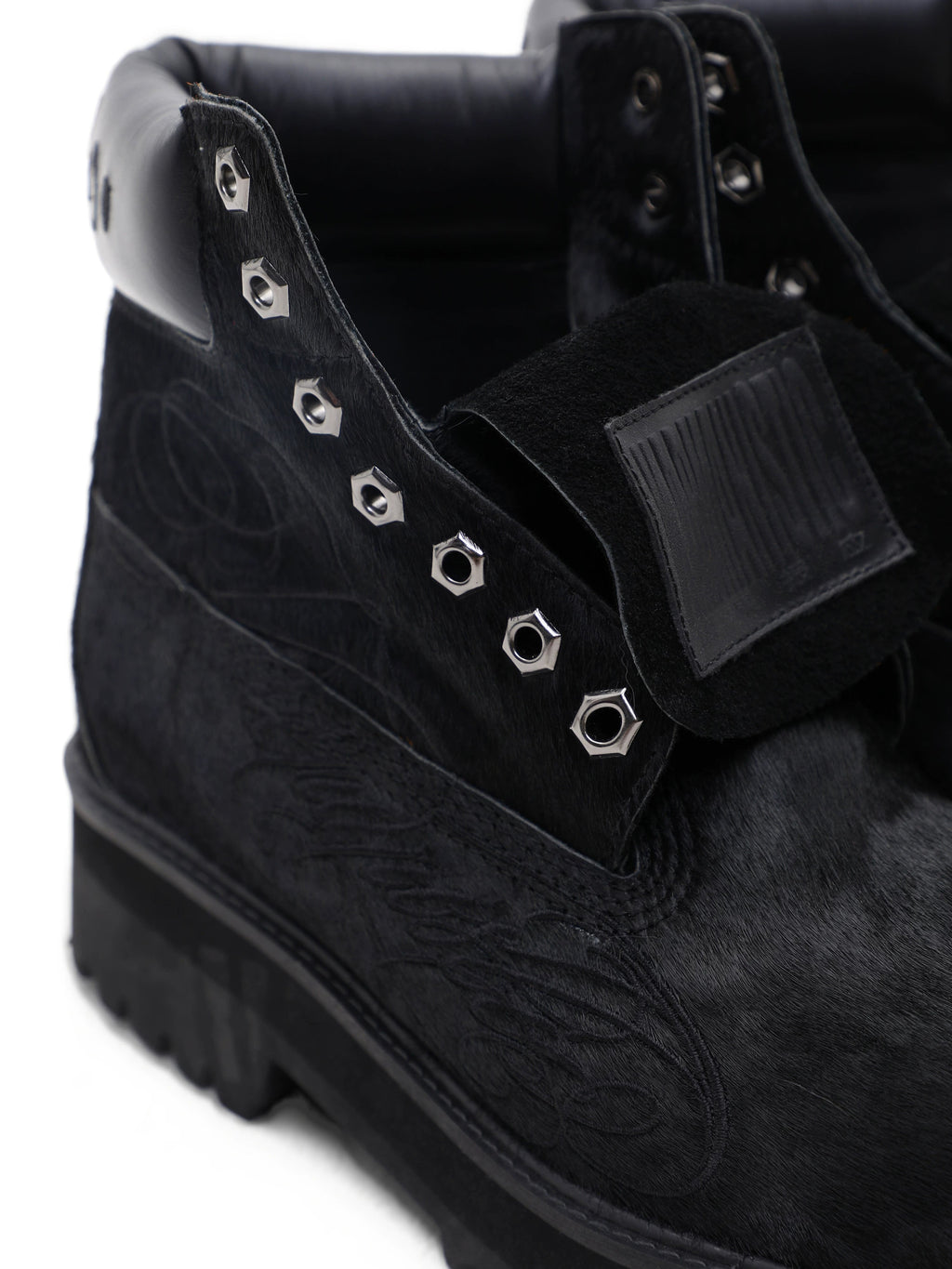 Vintage Horsehair High-Top Boots – Black and Silver Statement Boots