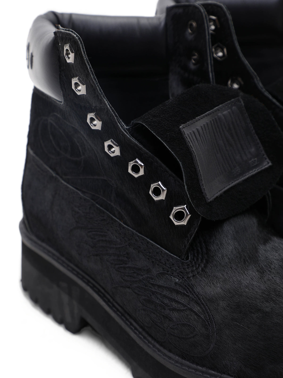Vintage Horsehair High-Top Boots – Black and Silver Statement Boots