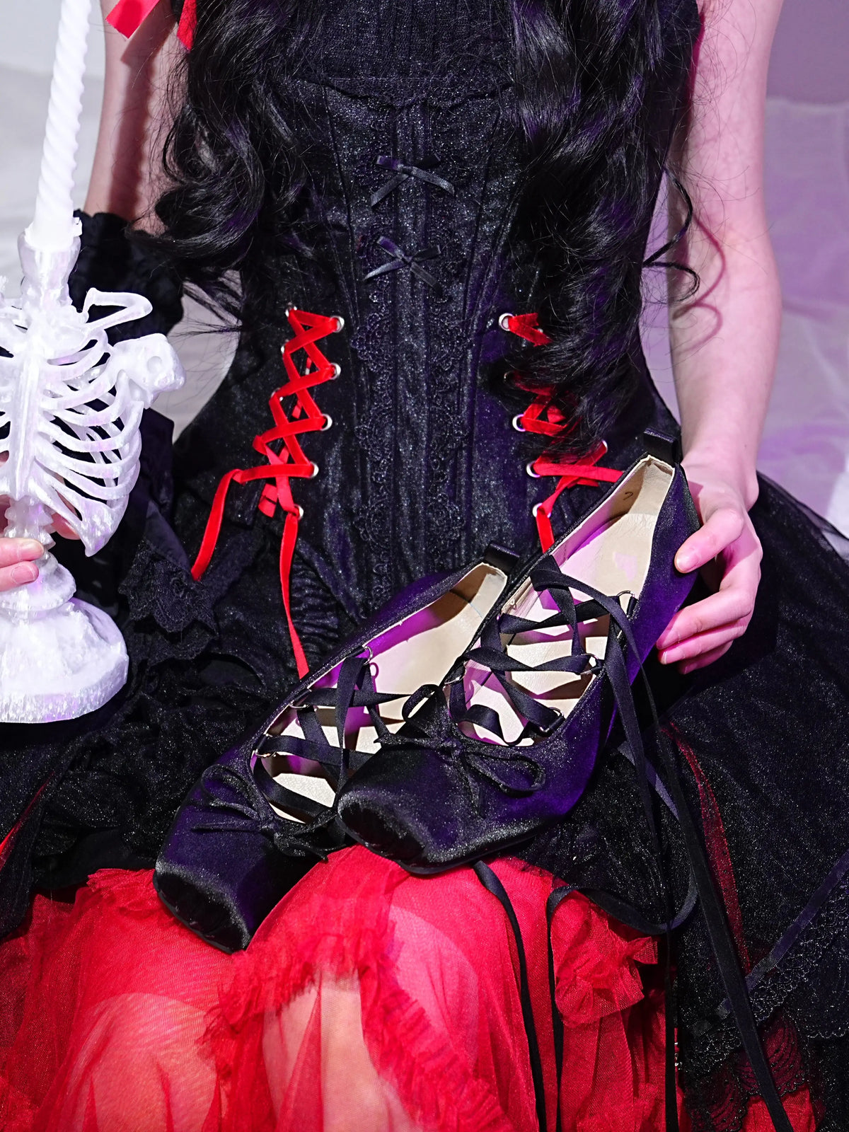 Dollybae Thick-Heeled Satin Butterfly Heels