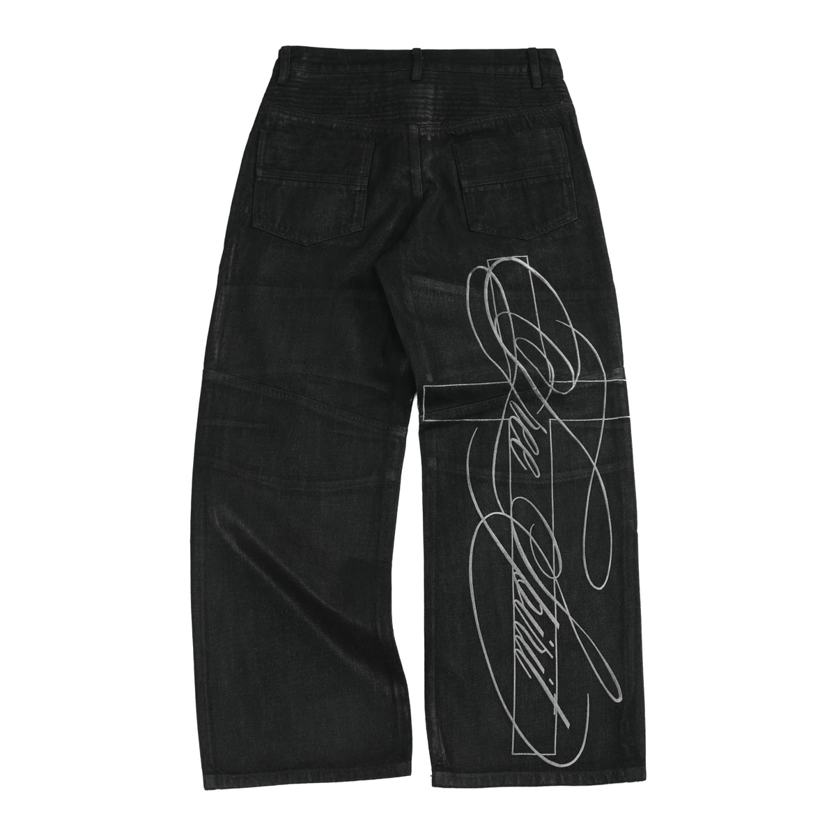 Brushed wax biker jeans