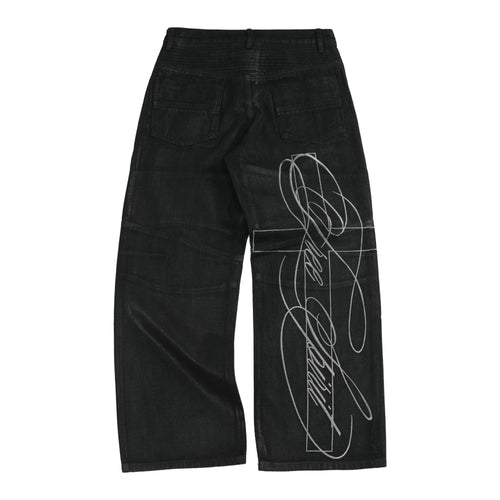 Brushed wax biker jeans