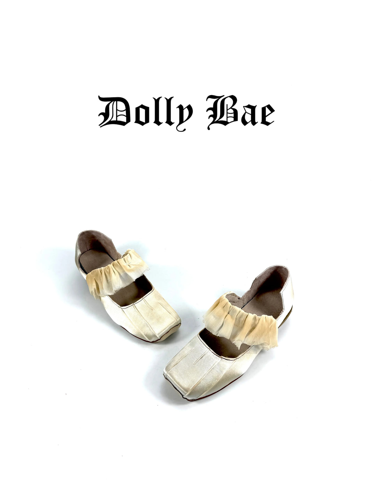 Dollybae Vintage Lace Round-Heel Pleated Satin Shoes