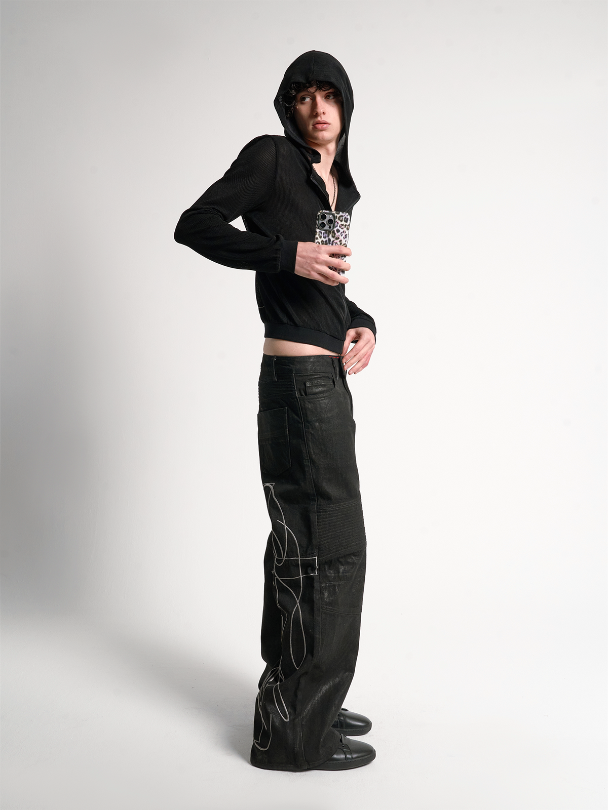 Brushed Wax Biker Jeans - back