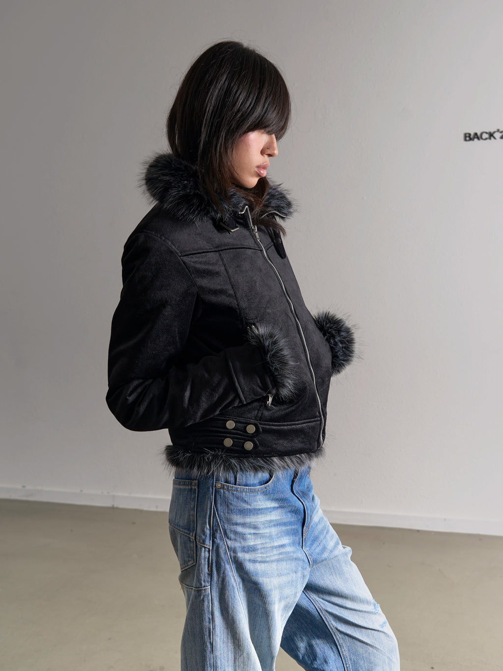 Thick Fur Collar Jacket - back