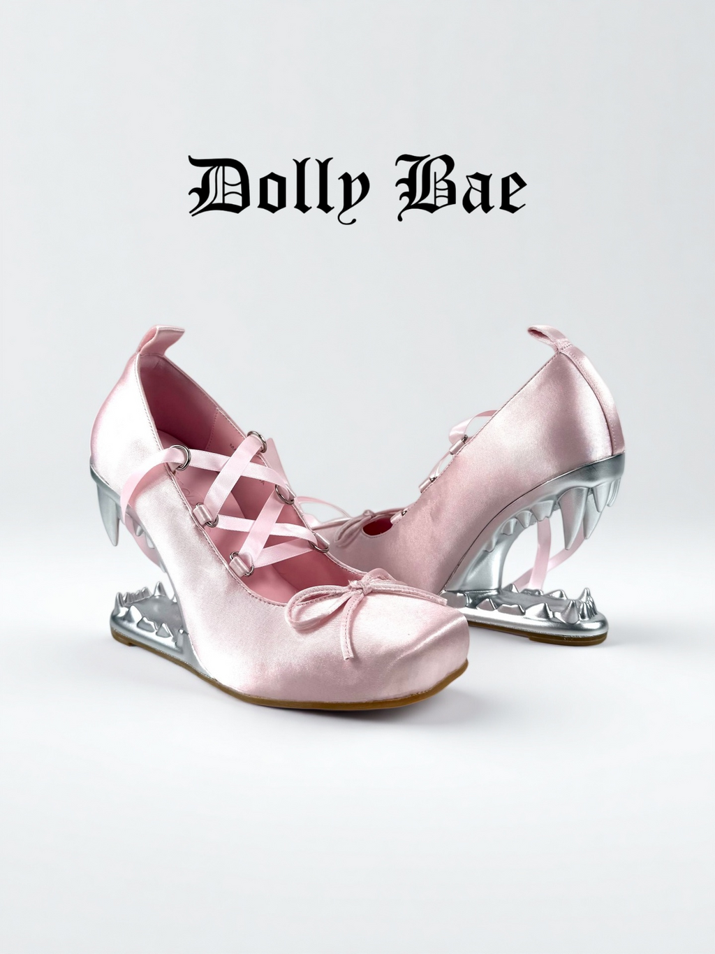Dollybae Square-Toe Bow Ribbon Ballet Flats
