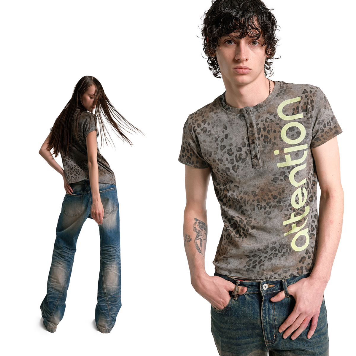 Brown Sand Leopard Print T-Shirt - front