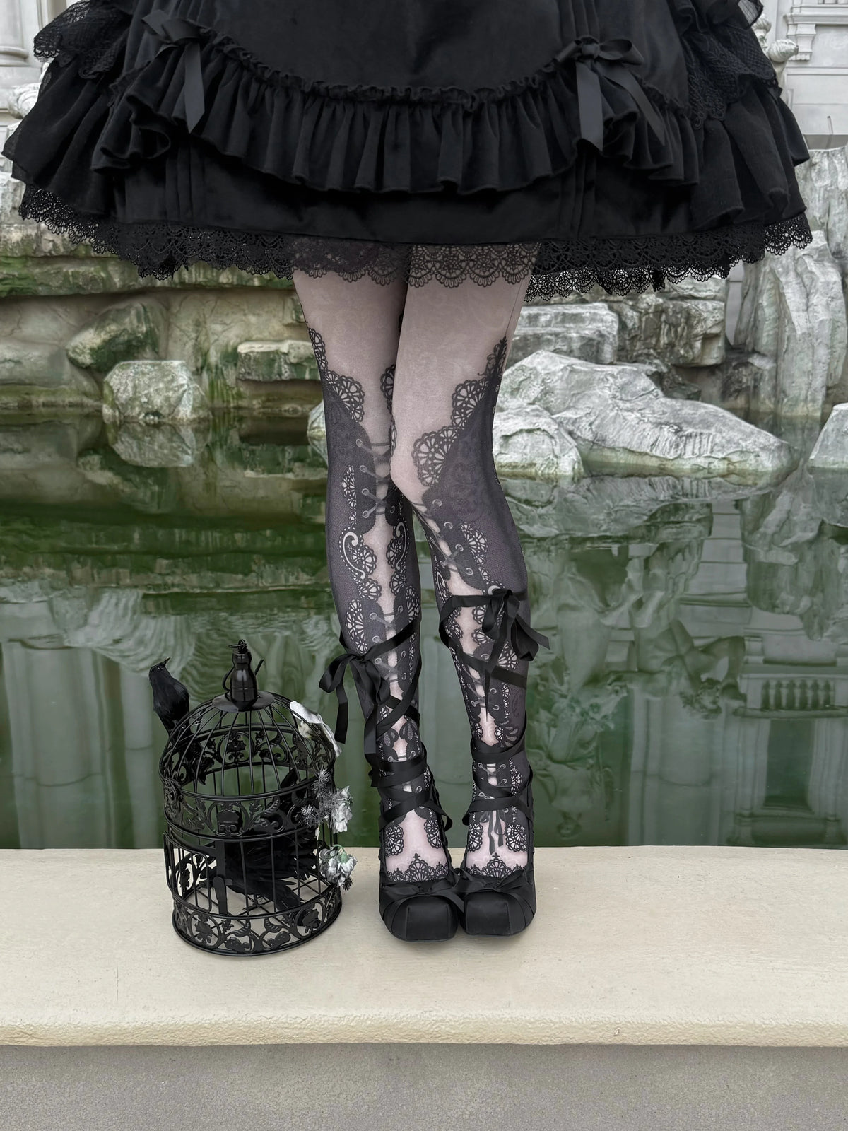 Dollybae Satin Lifted Heels in Black and Pink