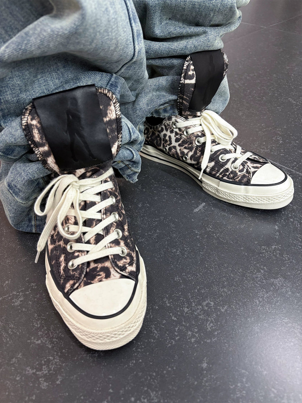 Leopard Print Canvas Shoes – Y2K Animal Print Lace-Up Sneakers