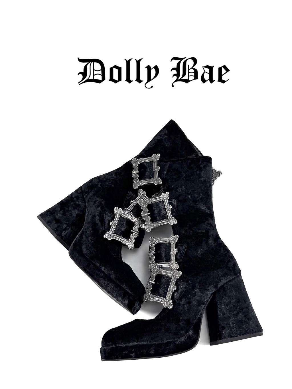 Dollybae Carved Square-Buckle Hollow Skinny Boots
