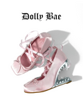 Dollybae Square-Toe Bow Ribbon Ballet Flats