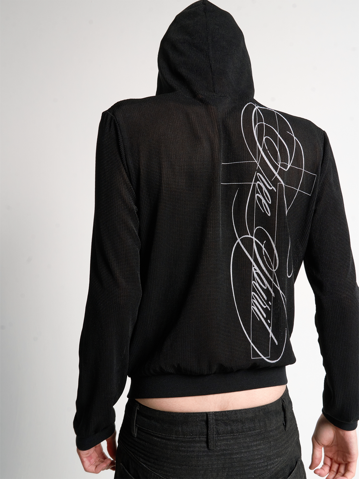 Micro sheer zip cardigan