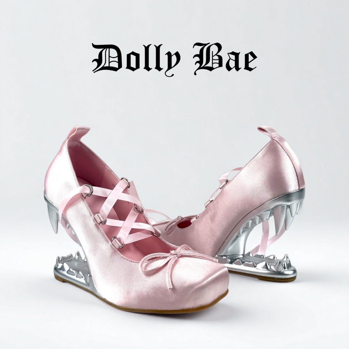 Dollybae Square-Toe Bow Ribbon Ballet Flats