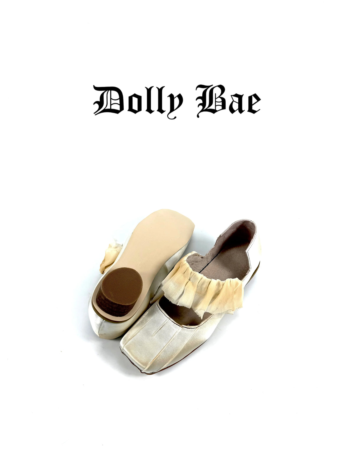 Dollybae Vintage Lace Round-Heel Pleated Satin Shoes