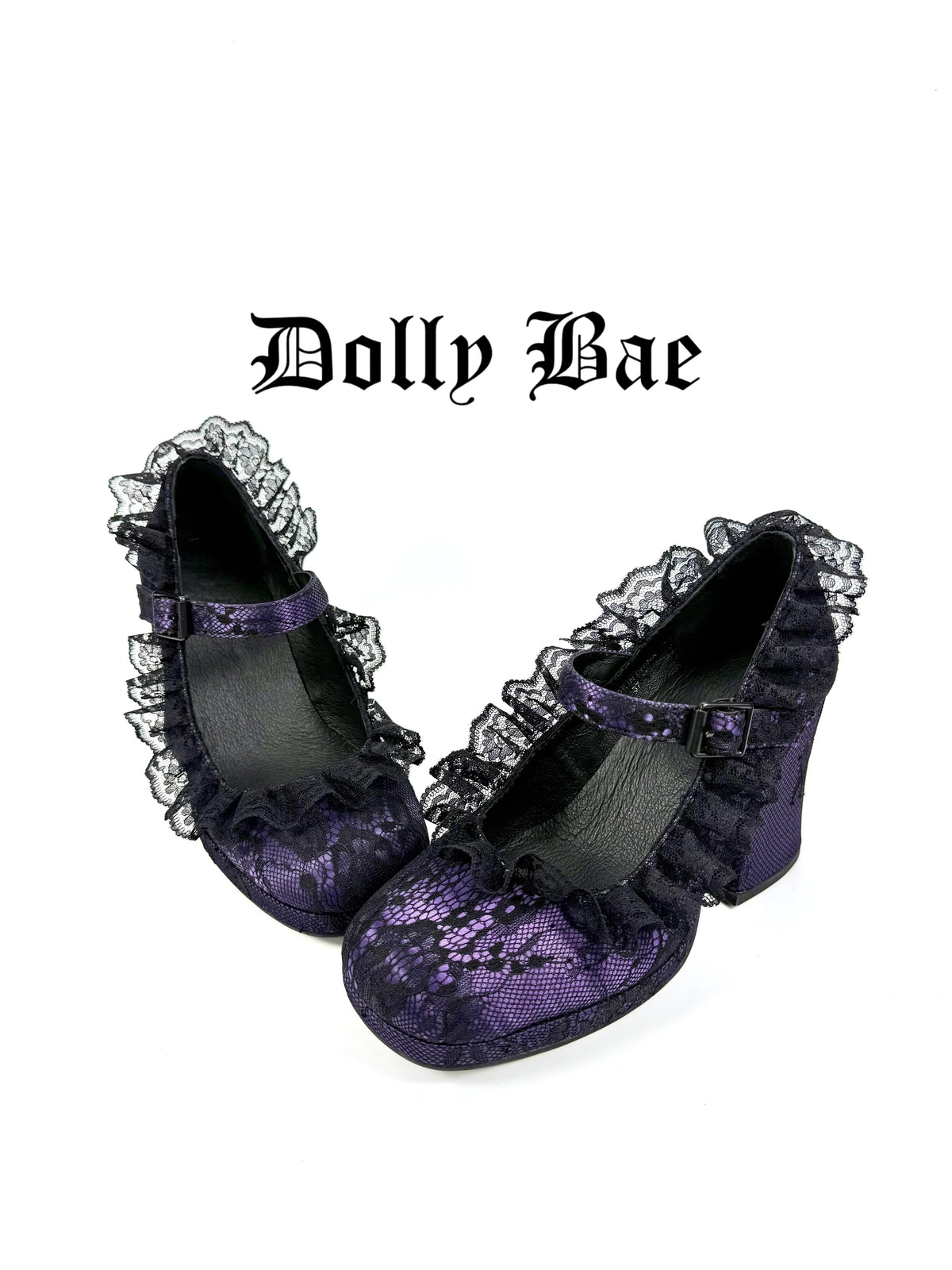 Dollybae Lace Thick-Heeled Pumps