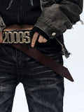 Distressed leather belt