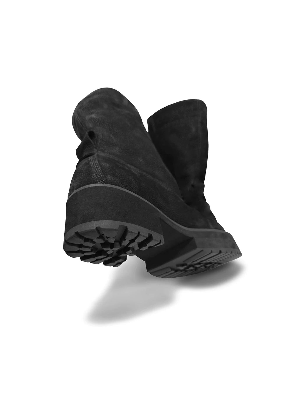 Frosted Cowhide Mid-Calf Work Boots – Black Leather Boots