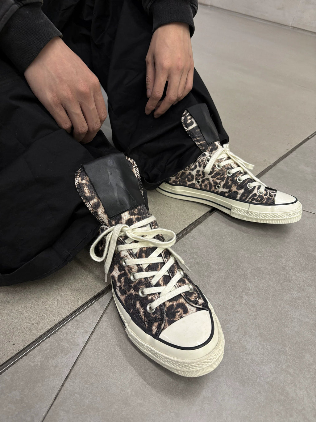 Leopard Print Canvas Shoes – Y2K Animal Print Lace-Up Sneakers