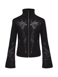 PAIKI Skull Singer & Music Note Velvet Zip Jacket