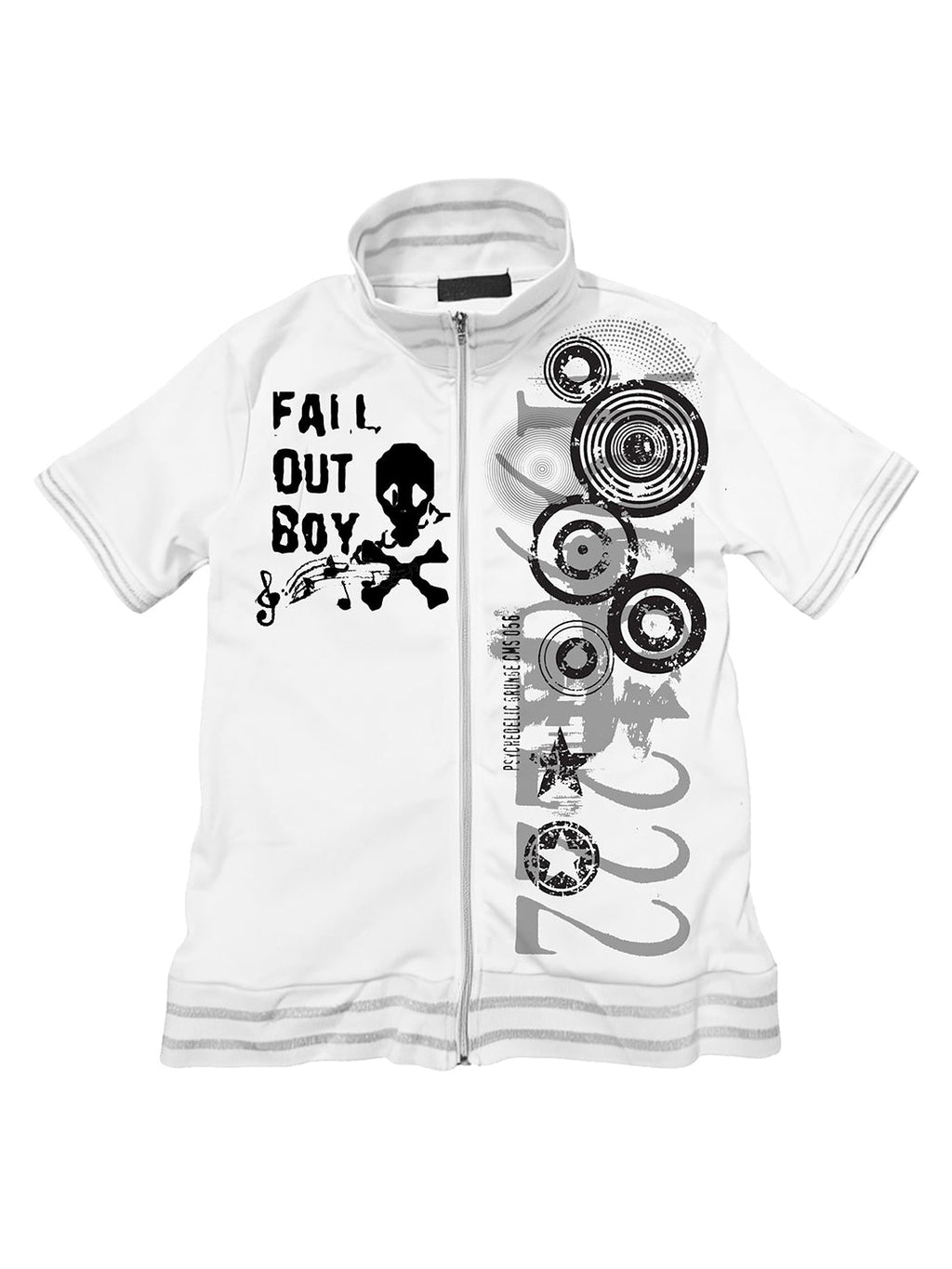 PAIKI Skull & Note Stand Collar Zip-Up Short Sleeve Cardigan