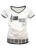 PAIKI Musical Keyboard V-Neck T-Shirt