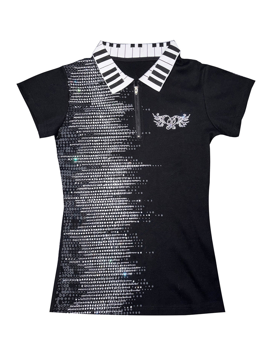 PAIKI Heavy-Duty Rhinestone Cursive Letter & Note Polo Shirt