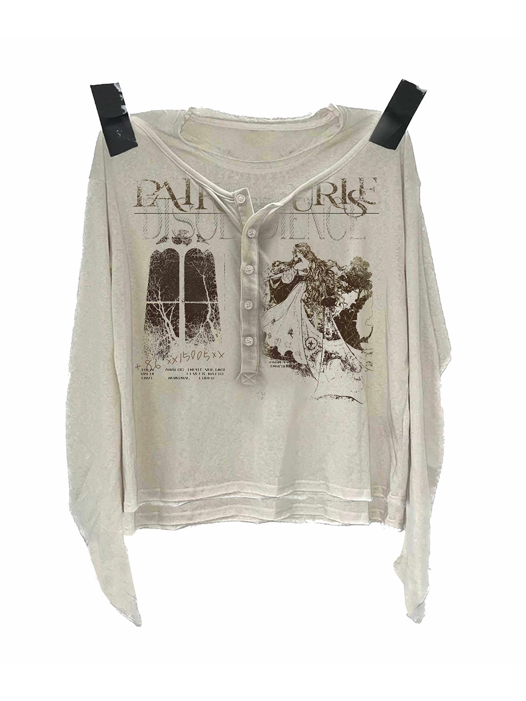 PAIKI Sheer Fake Two-Piece Curved Hem Long Sleeve Top