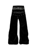 PAIKI Tiger-Print Velvet Patchwork Faux Double-Waist Pants