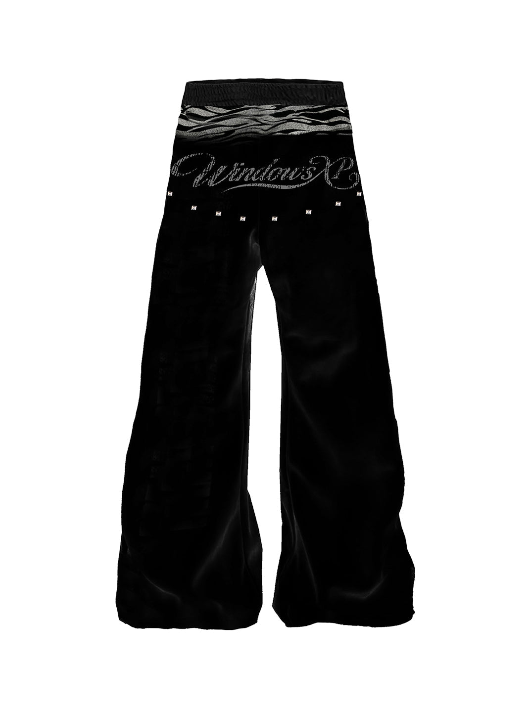 PAIKI Tiger-Print Velvet Patchwork Faux Double-Waist Pants