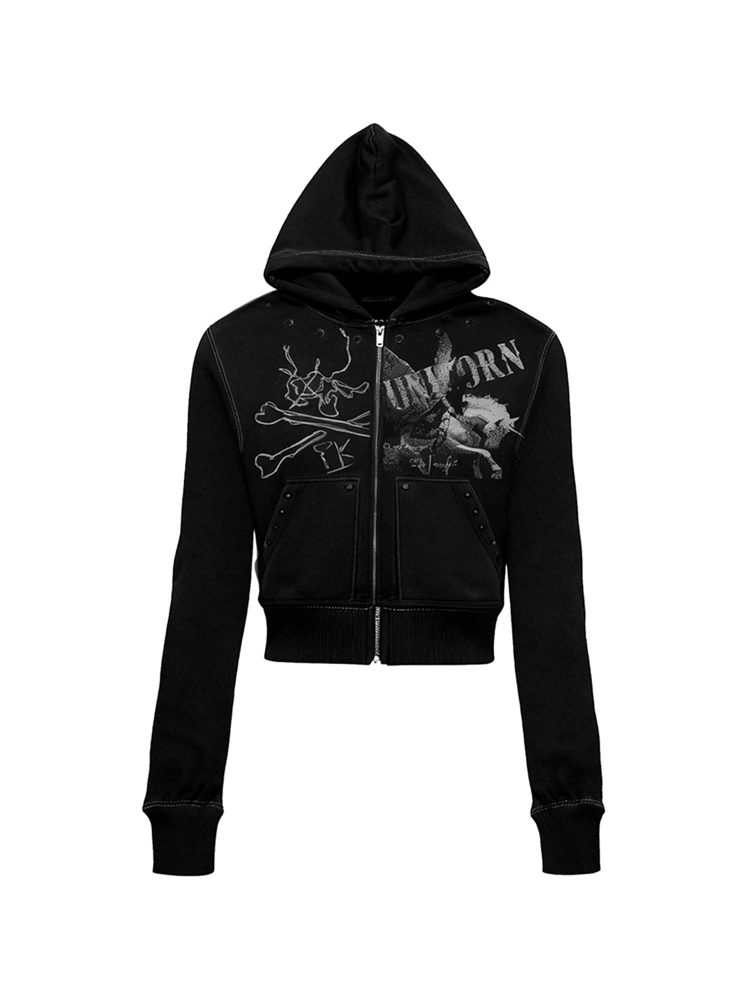 PAIKI Unicorn Cardigan Hooded Fleece Sweatshirt
