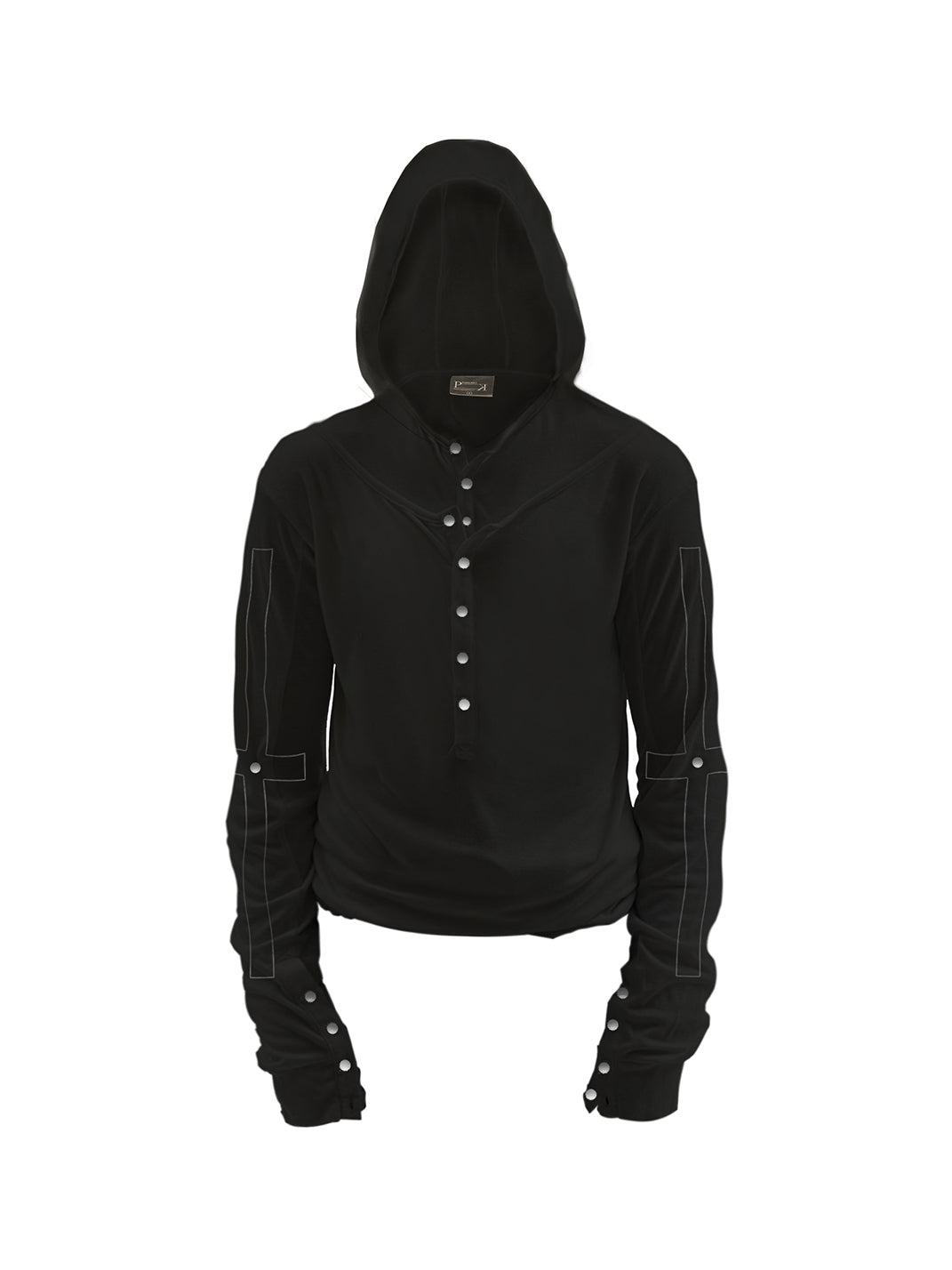 PAIKI Cross Assassin Fake Two-Piece Long Sleeve Hooded T-Shirt