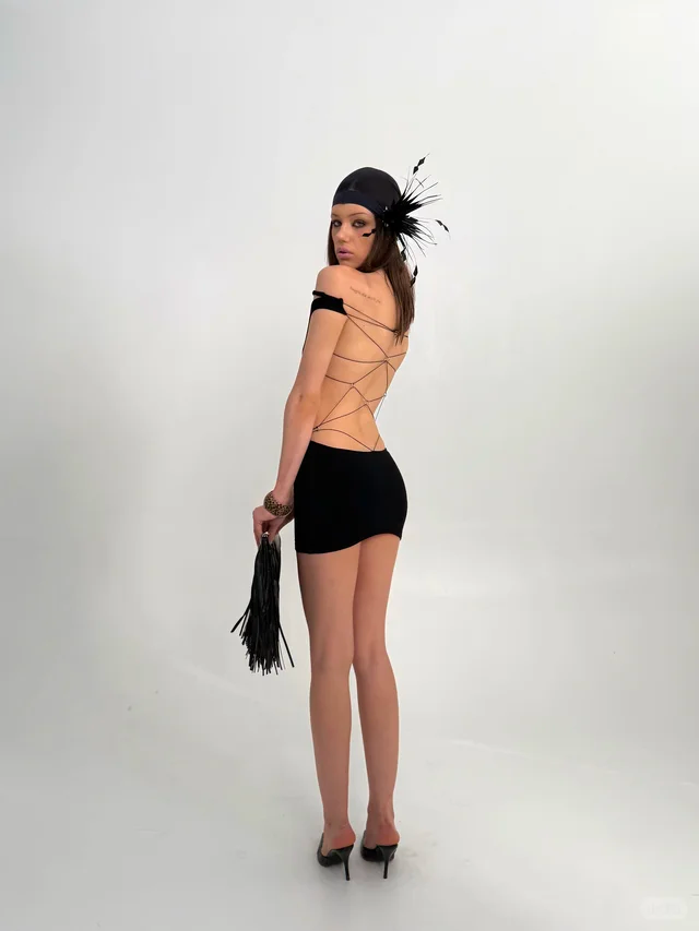 Backless Cross-Tie Halter Bodycon Dress