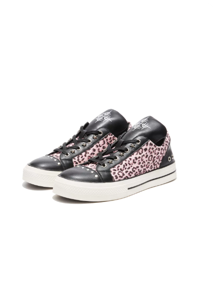 Goth-Sweet Leopard Print Rivet Skate Shoes