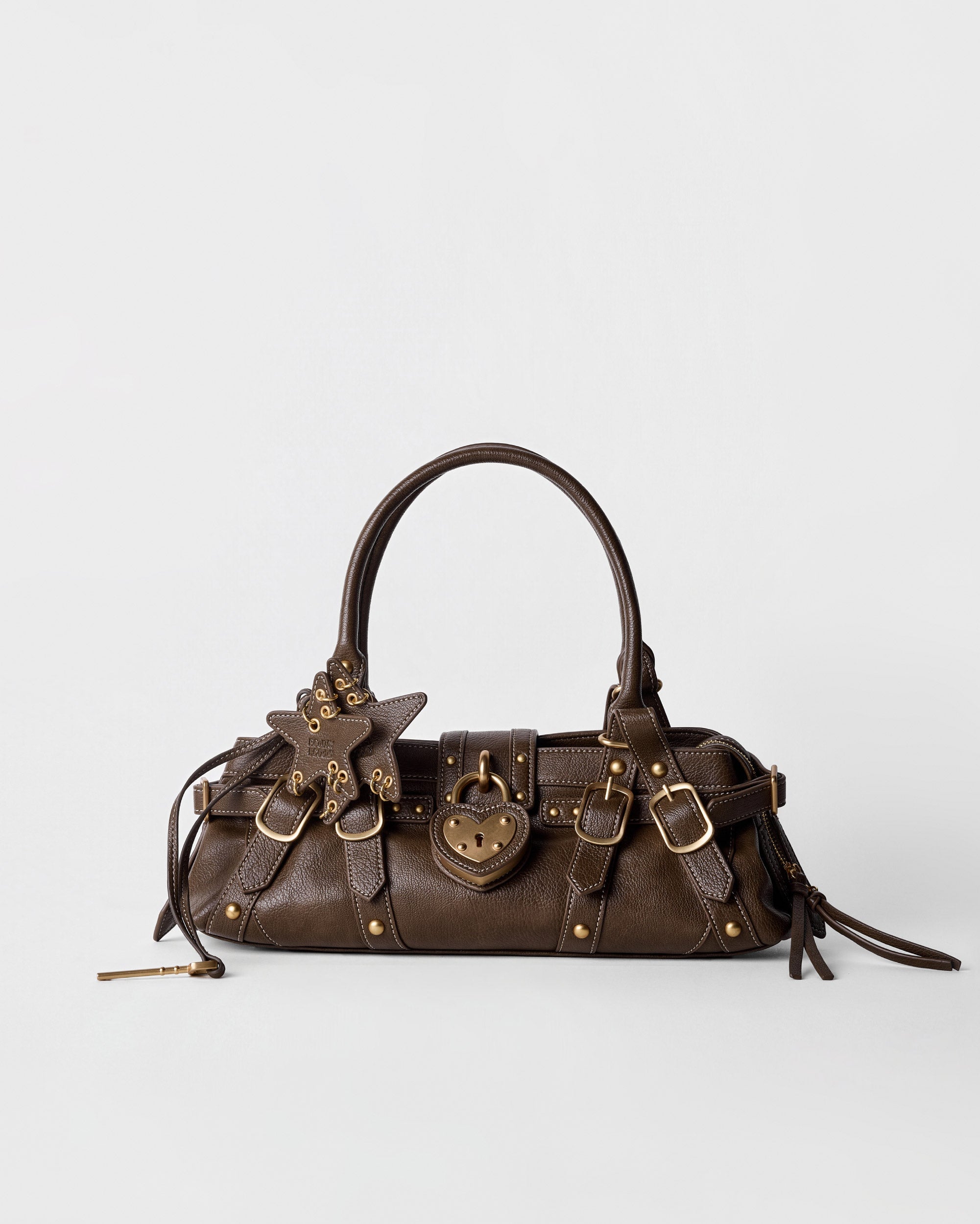Lockie Baguette Bag brown color detail image