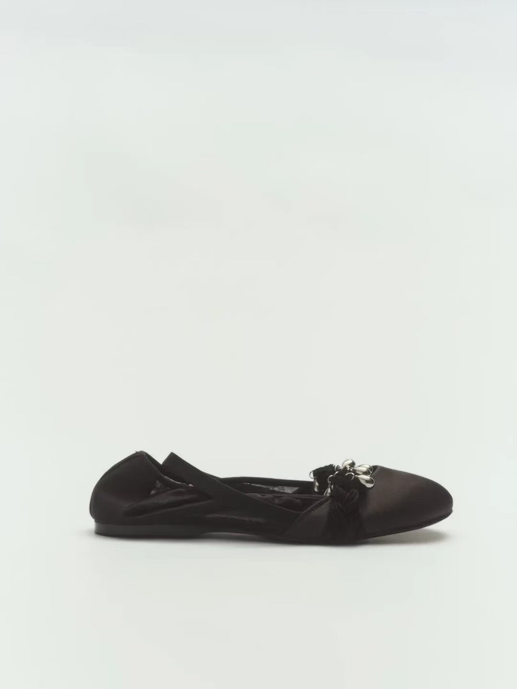 Black Silk Ballet Flats