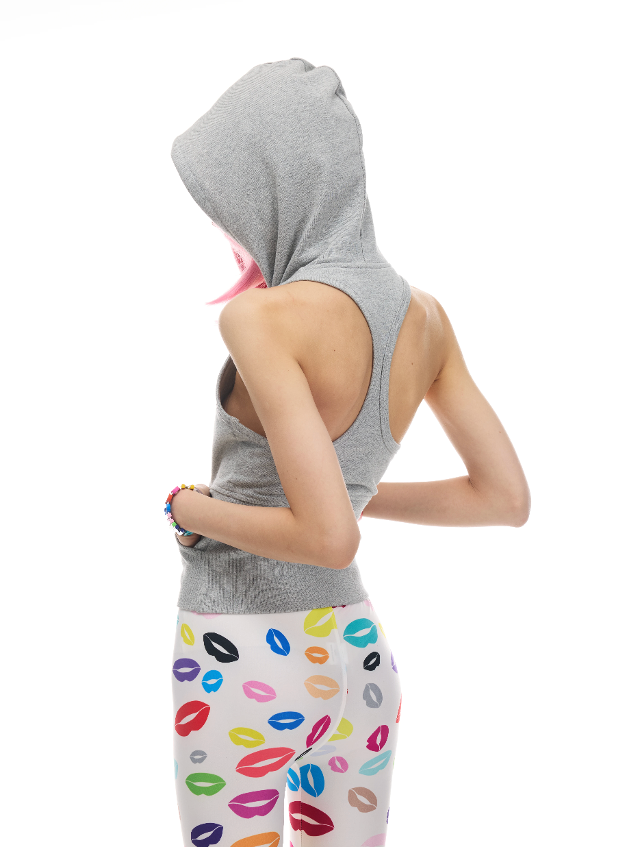 NORGIRA | STAY SEXY Ribbed Hooded Zip-Up Tank Hoodie